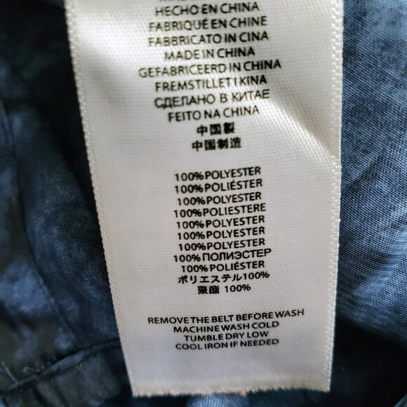 MICHAEL KORS Denim Blue Tie Dye Print Shirtdress Tabbed Sleeves Blue & Black S - Picture 10 of 15